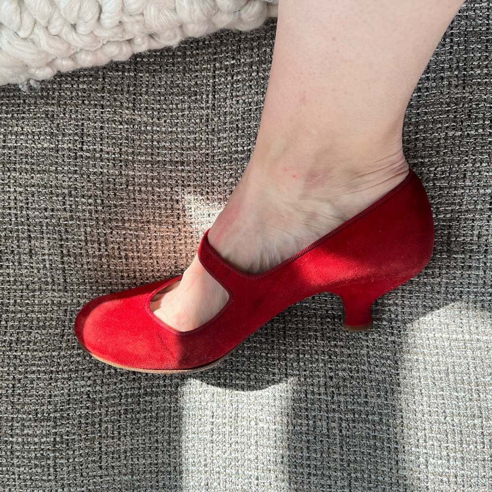 Ruby Red 1-inch Mary Jane Heels